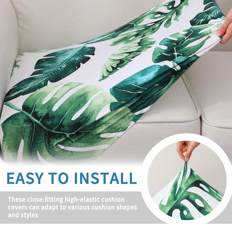 hyha Printed Couch Cushion Covers  Floral Sofa Covers Washable for 3 Cushion Couch  Stretch Pattern Outdoor Cushion Covers for Patio Furniture with Elastic Bottom(3 Packs  Monstera Deliciosa) - Image 4